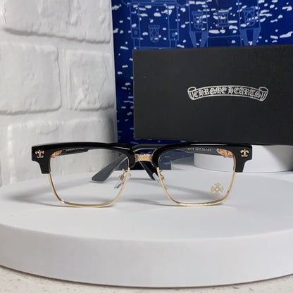 Chrome Hearts Black & Gold Browline Glasses