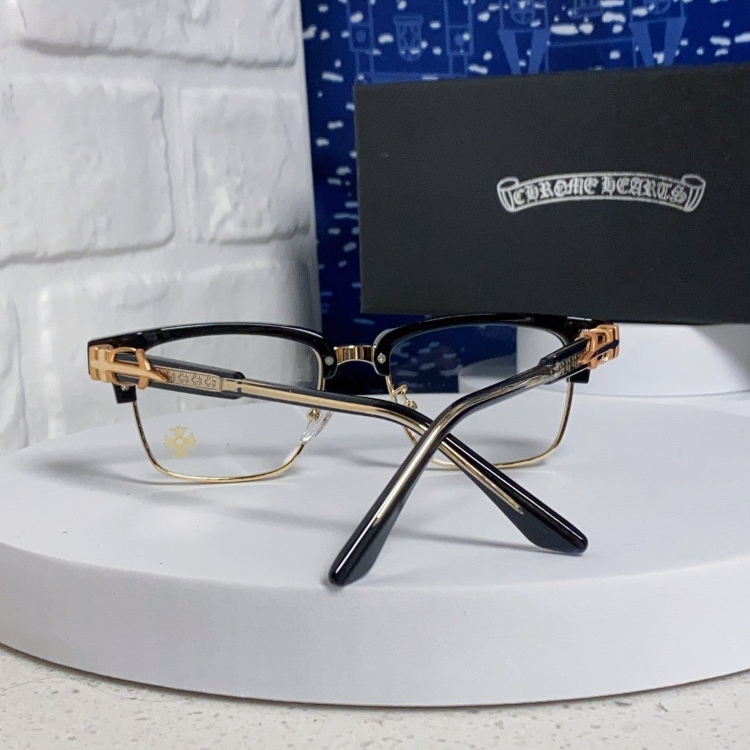 Chrome Hearts Black & Gold Browline Glasses