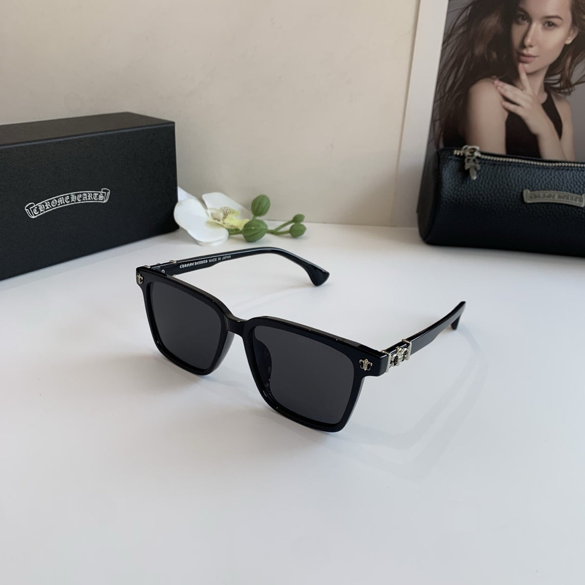Chrome Hearts Square Black Sunglasses
