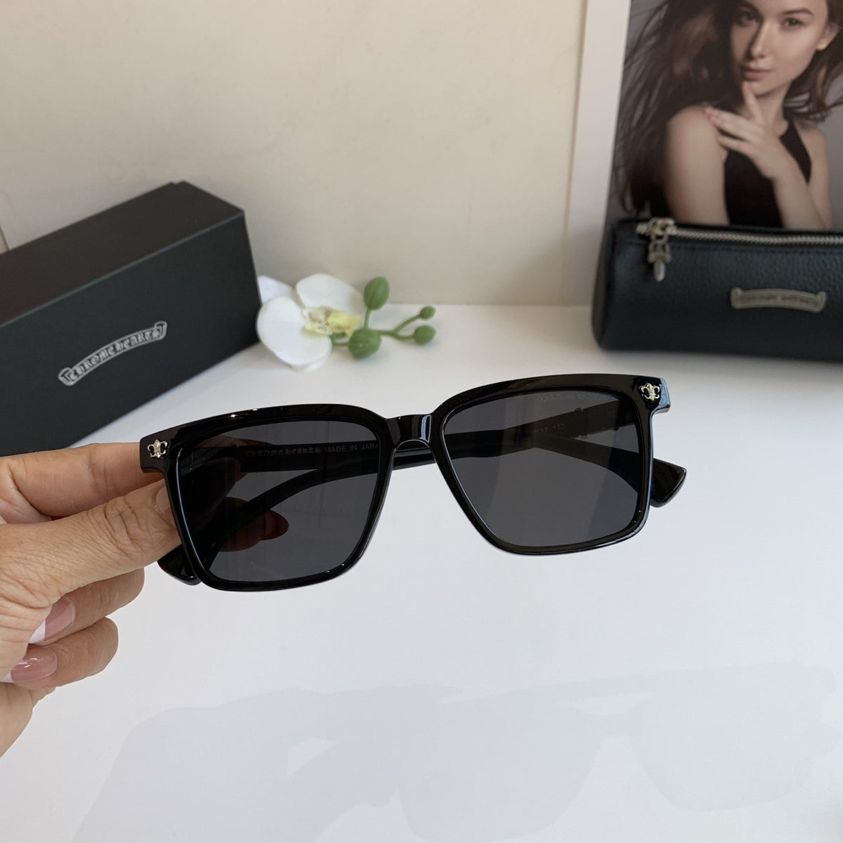 Chrome Hearts Square Black Sunglasses