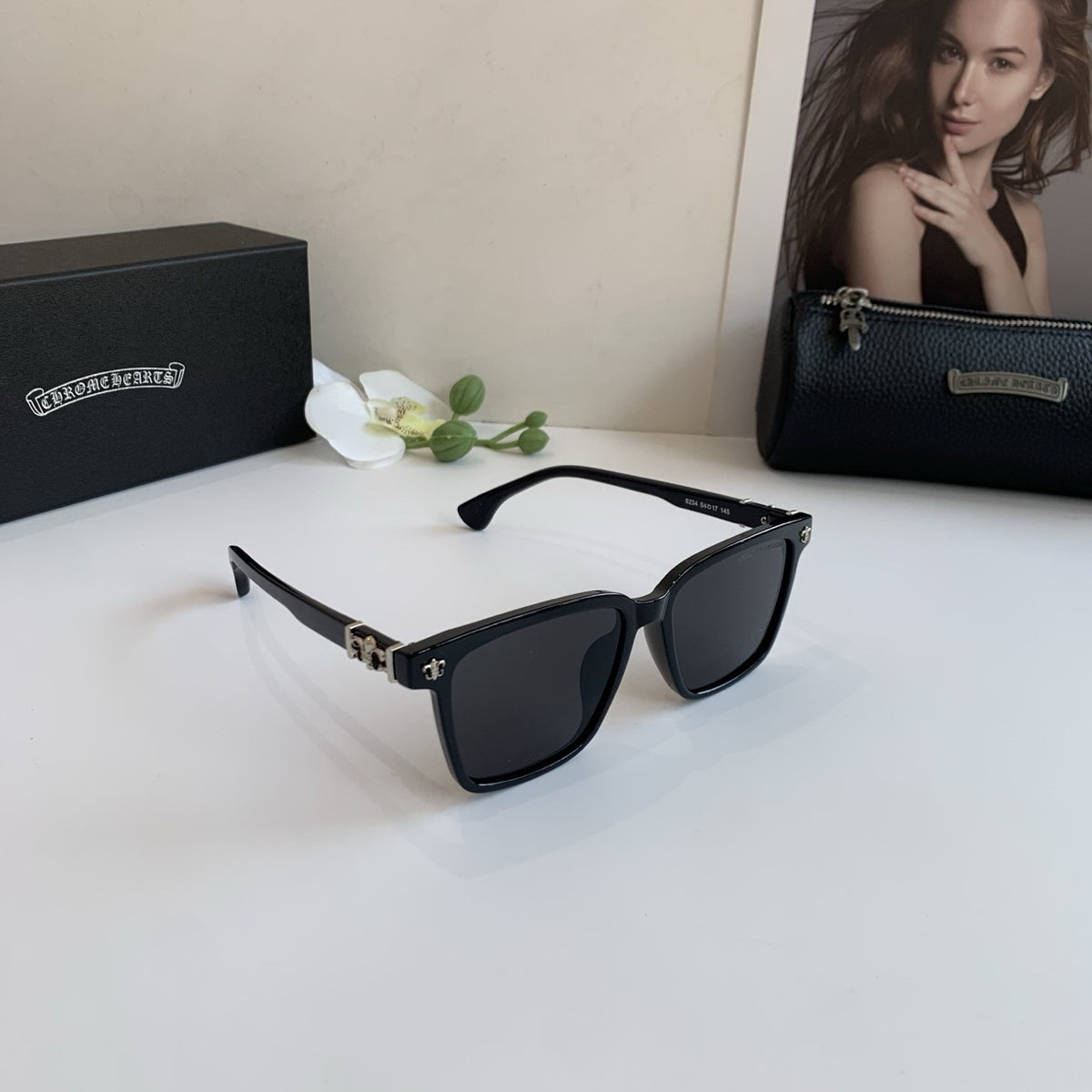 Chrome Hearts Square Black Sunglasses
